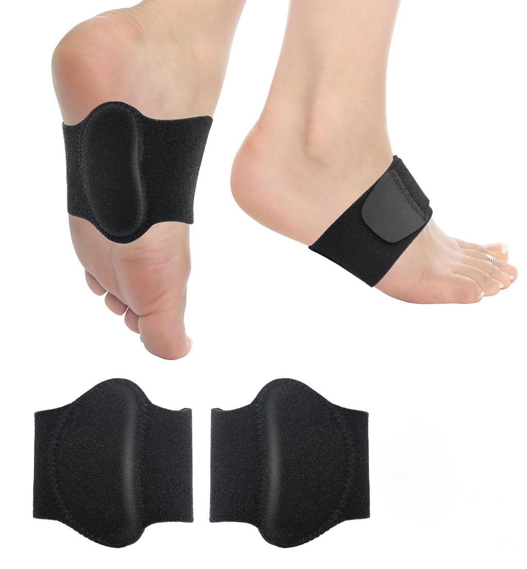 Wogan Arch Support Braces (Pair) for Plantar Fasciitis Relief - Adjustable Neoprene Arch Support Wraps with Gel Pads for Flat Feet High