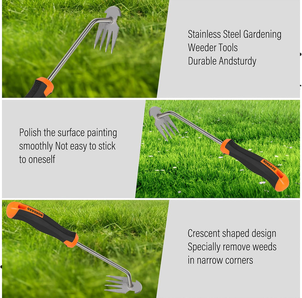 NORDAXO Weed Remover Tool, Portable Garden Weeder Tool, New Gardening Weeding Tools, for Garden Hand Tools for Vegetable Gardening Backyard Farm Planting & Uprooting Weeding Tool (Rubber Handle)