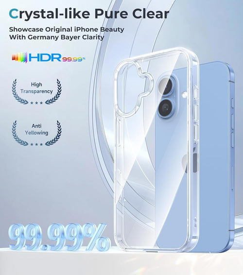 Wepro for iPhone 17 Case - Crystal Clear 17 Phone Case, Rugged Military Grade Protection Shockproof Bumper Cover Anti-Yellow Thin Case