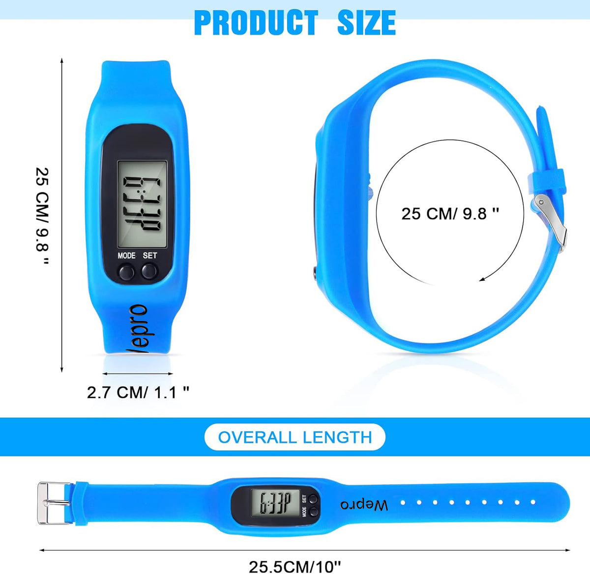 Wepro Walking Running Pedometer Tracker Watch | for Walking Steps and Miles, Silicone Fitness Tracker Watch, for Men Women