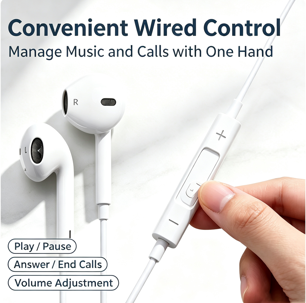 Adorve Wired Earphones with 3.5mm Jack, in-Ear Headphones with Built-in Microphone and Volume Control, Stereo Sound Headset Compatible with Phones, Tablets, Laptops, PC, Gaming, Music, Calls & Online Learning