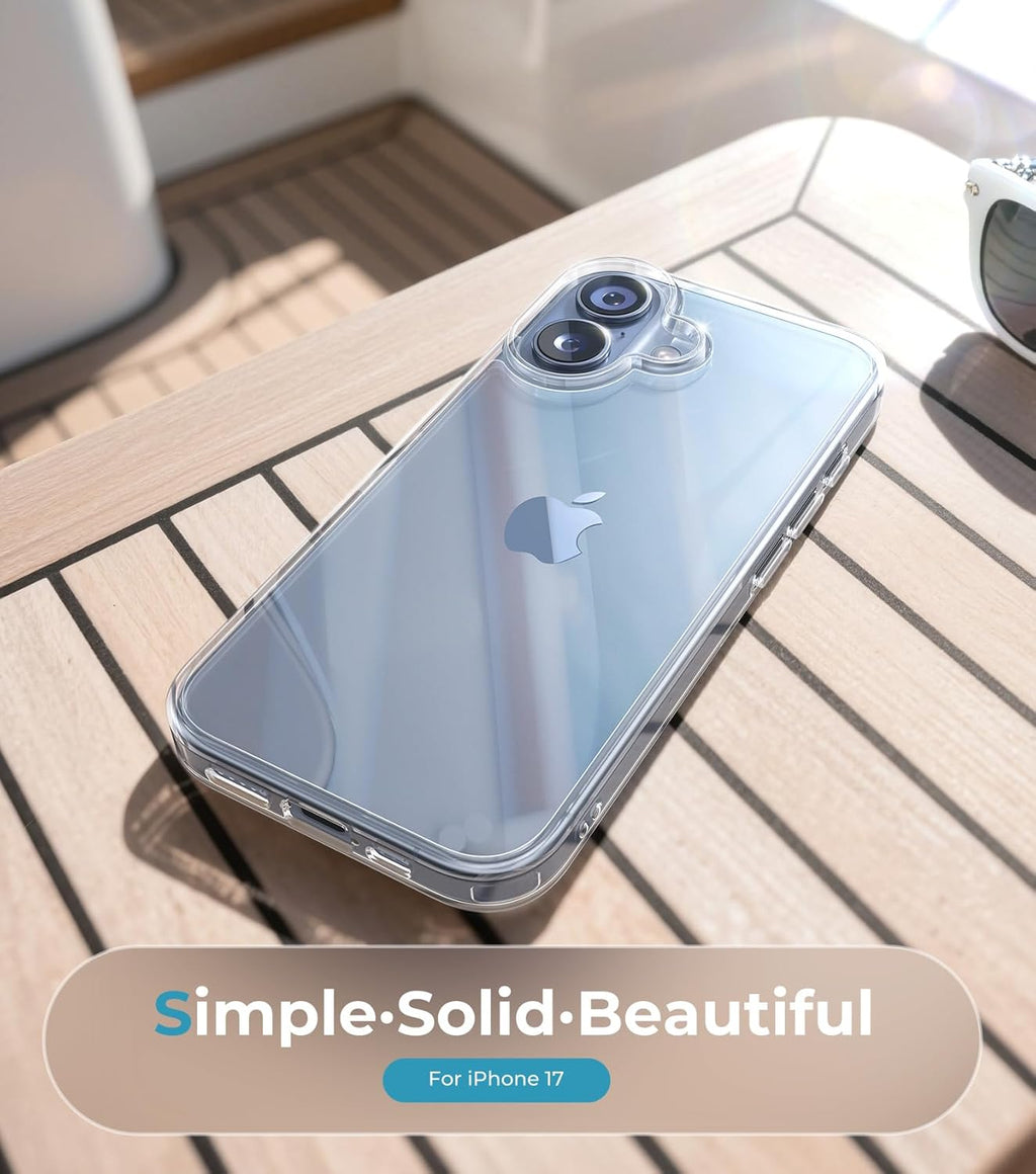 Wepro for iPhone 17 Case - Crystal Clear 17 Phone Case, Rugged Military Grade Protection Shockproof Bumper Cover Anti-Yellow Thin Case