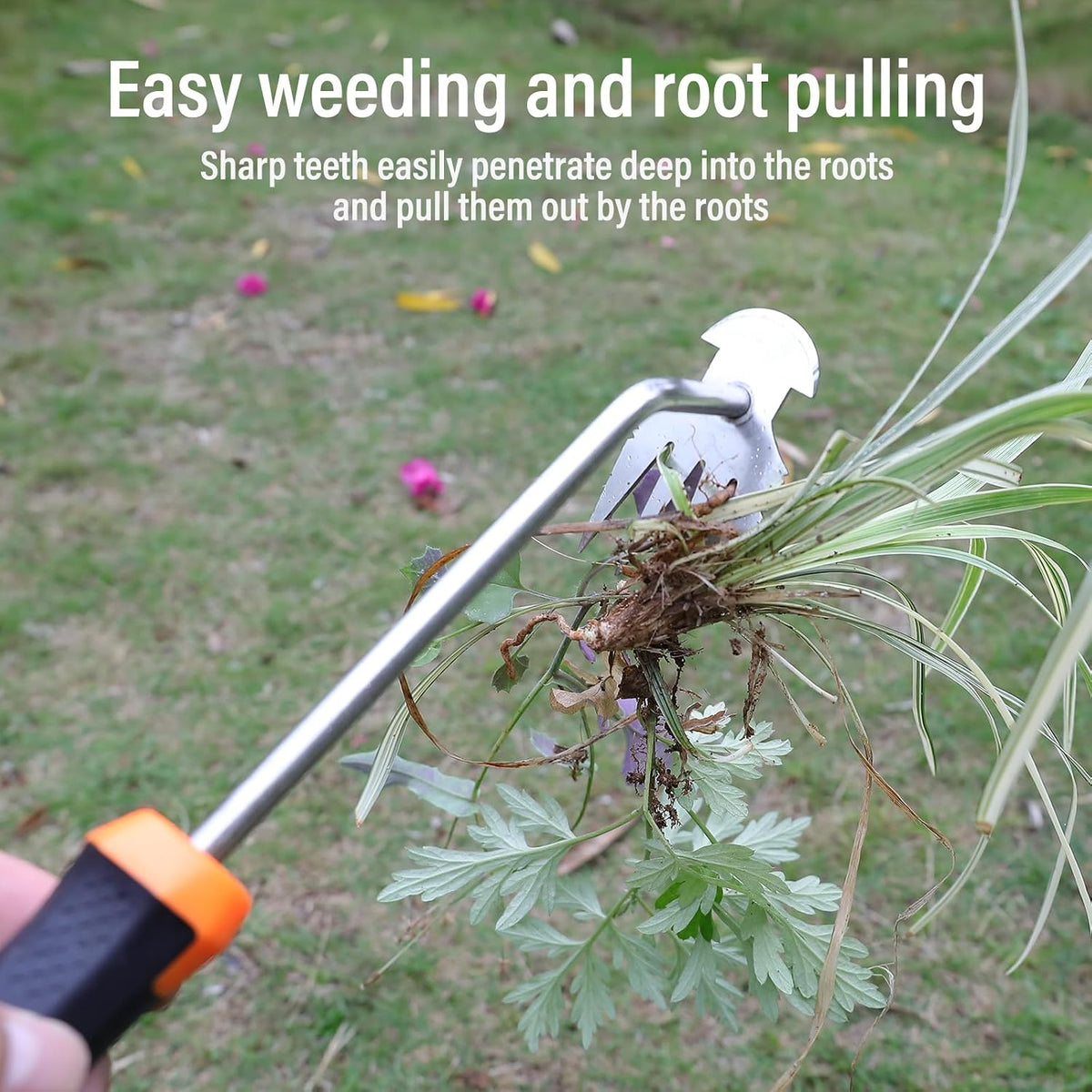 NORDAXO Weed Remover Tool, Portable Garden Weeder Tool, New Gardening Weeding Tools, for Garden Hand Tools for Vegetable Gardening Backyard Farm Planting & Uprooting Weeding Tool (Rubber Handle)
