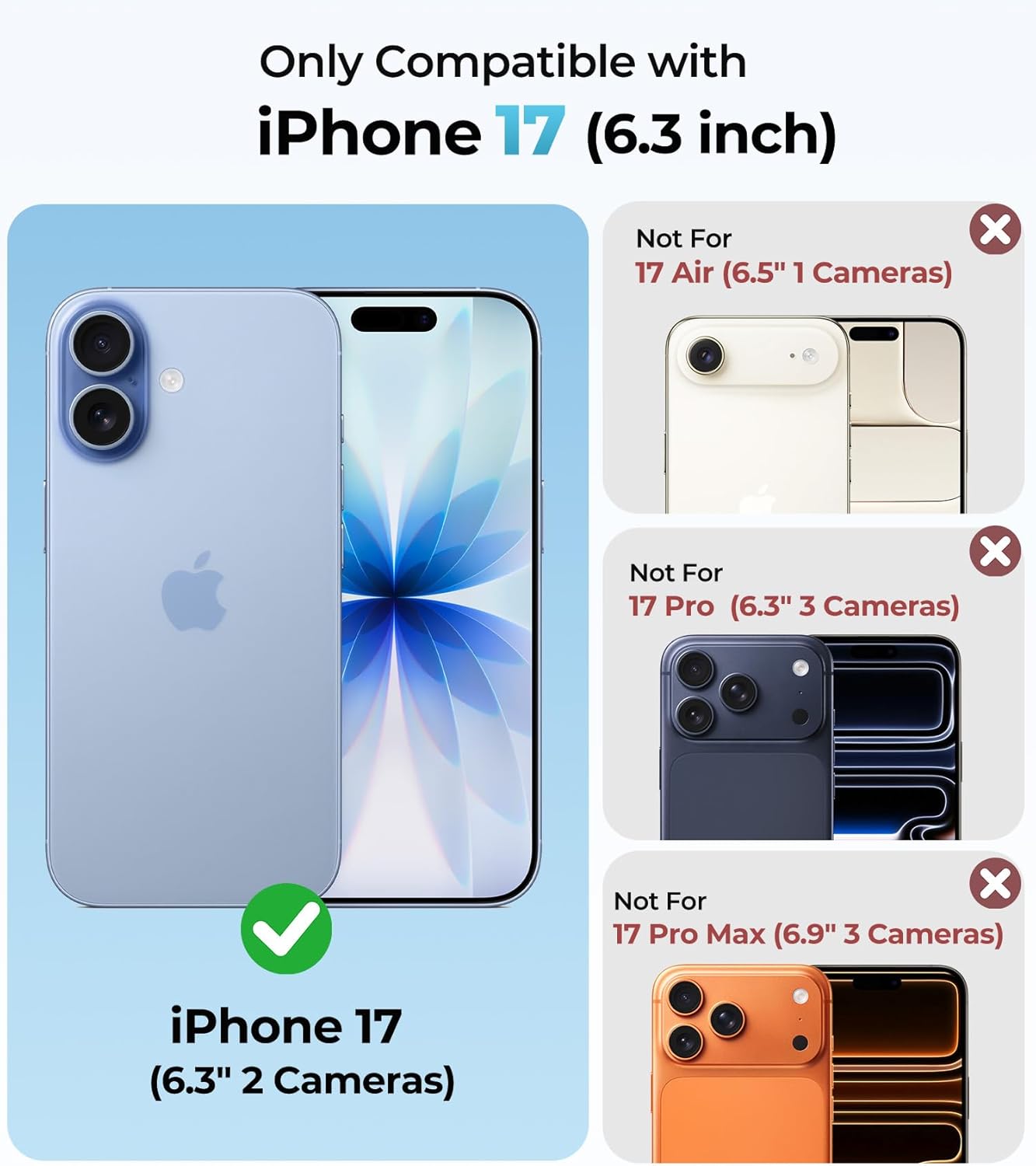Wepro for iPhone 17 Case - Crystal Clear 17 Phone Case, Rugged Military Grade Protection Shockproof Bumper Cover Anti-Yellow Thin Case