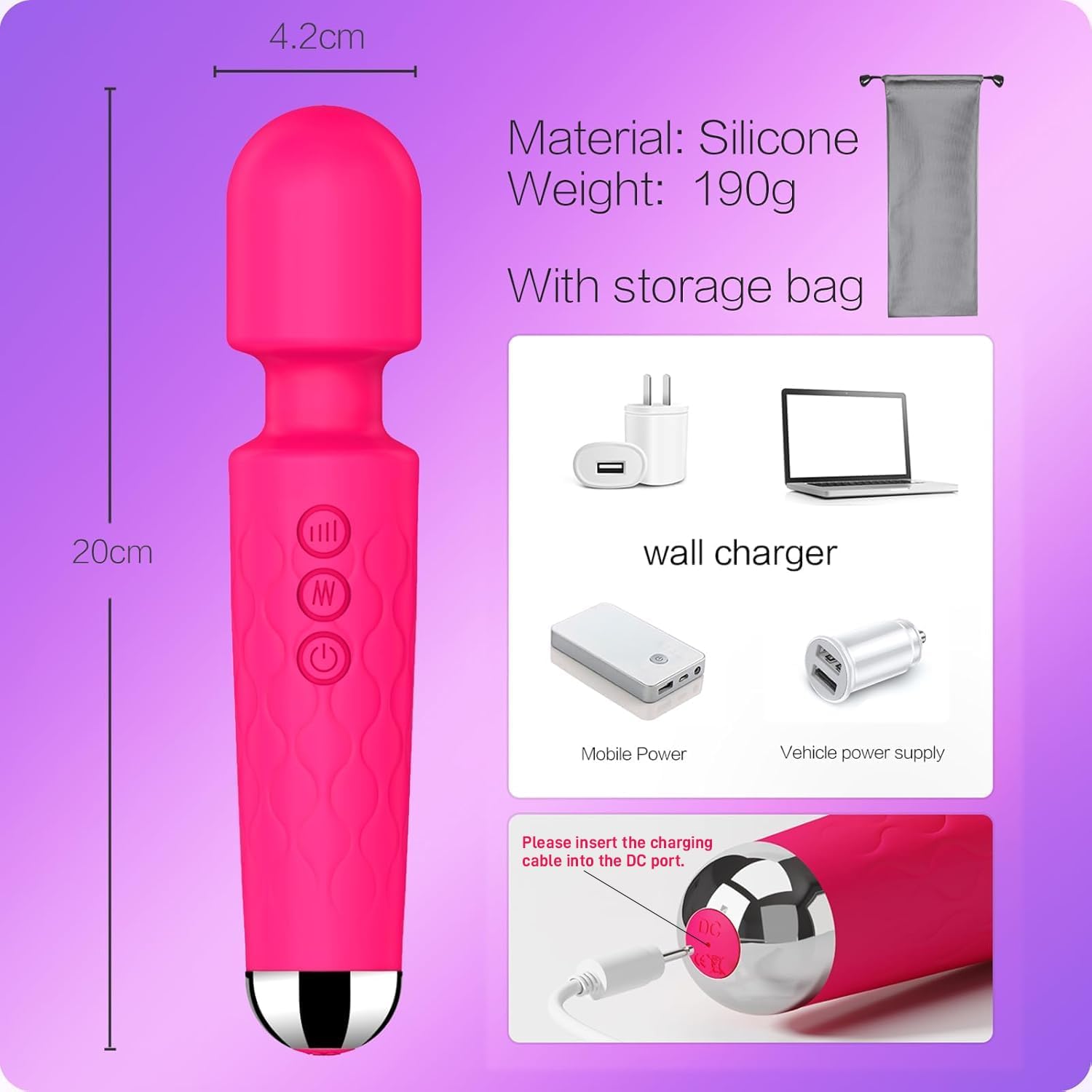 Wogan Vibrator Wand, Adult Sex Toy Wand, G Spot Dildo